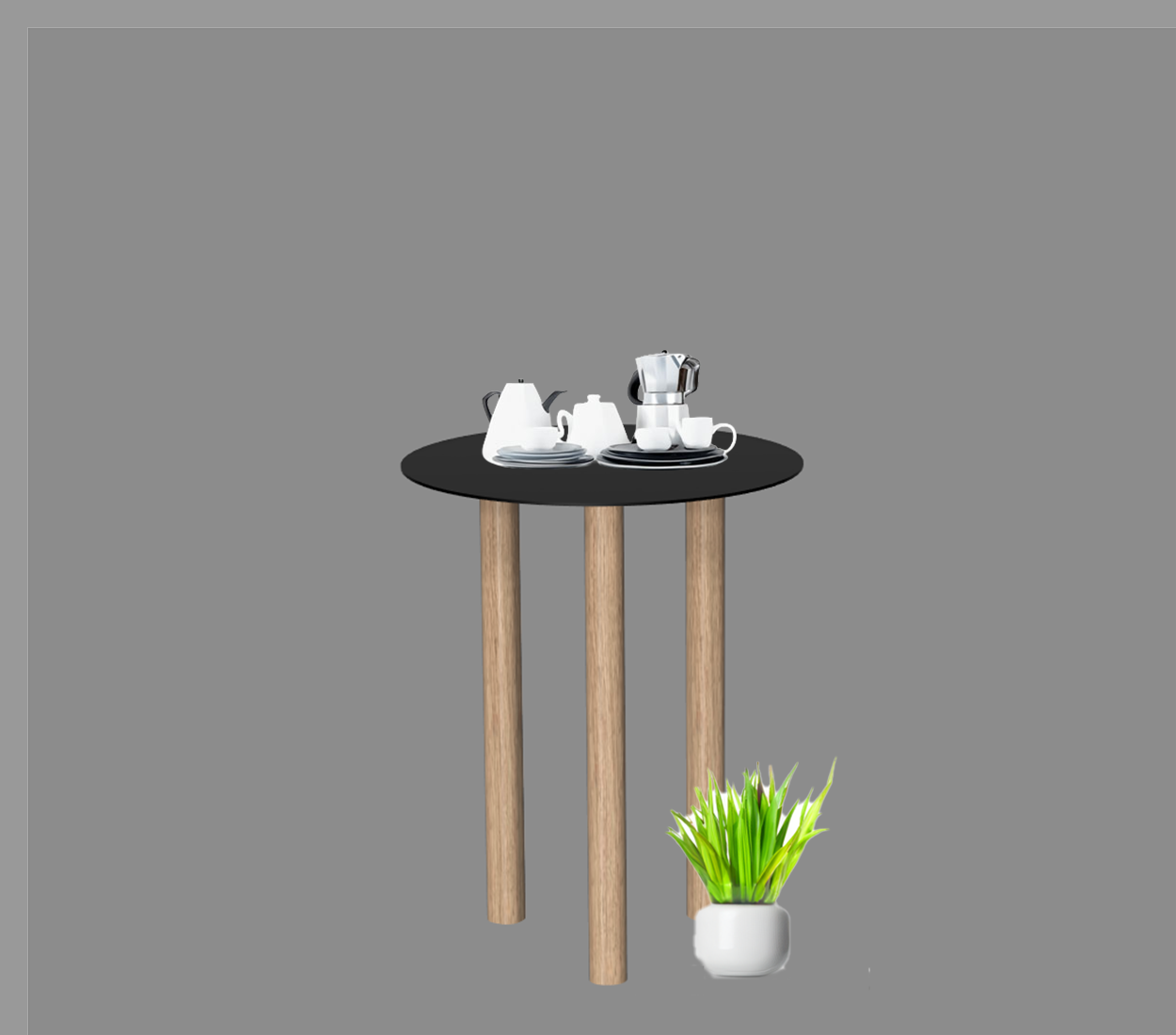 Gouda table ronde avec 3 pieds identiques