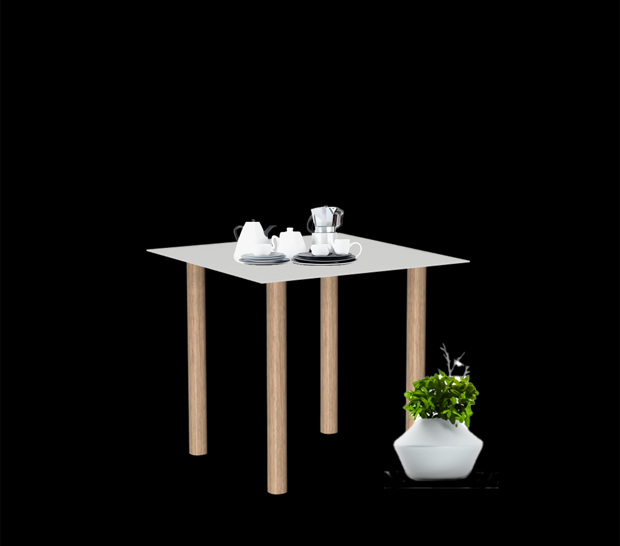 Gouda table carrée avec 4 pieds identiques