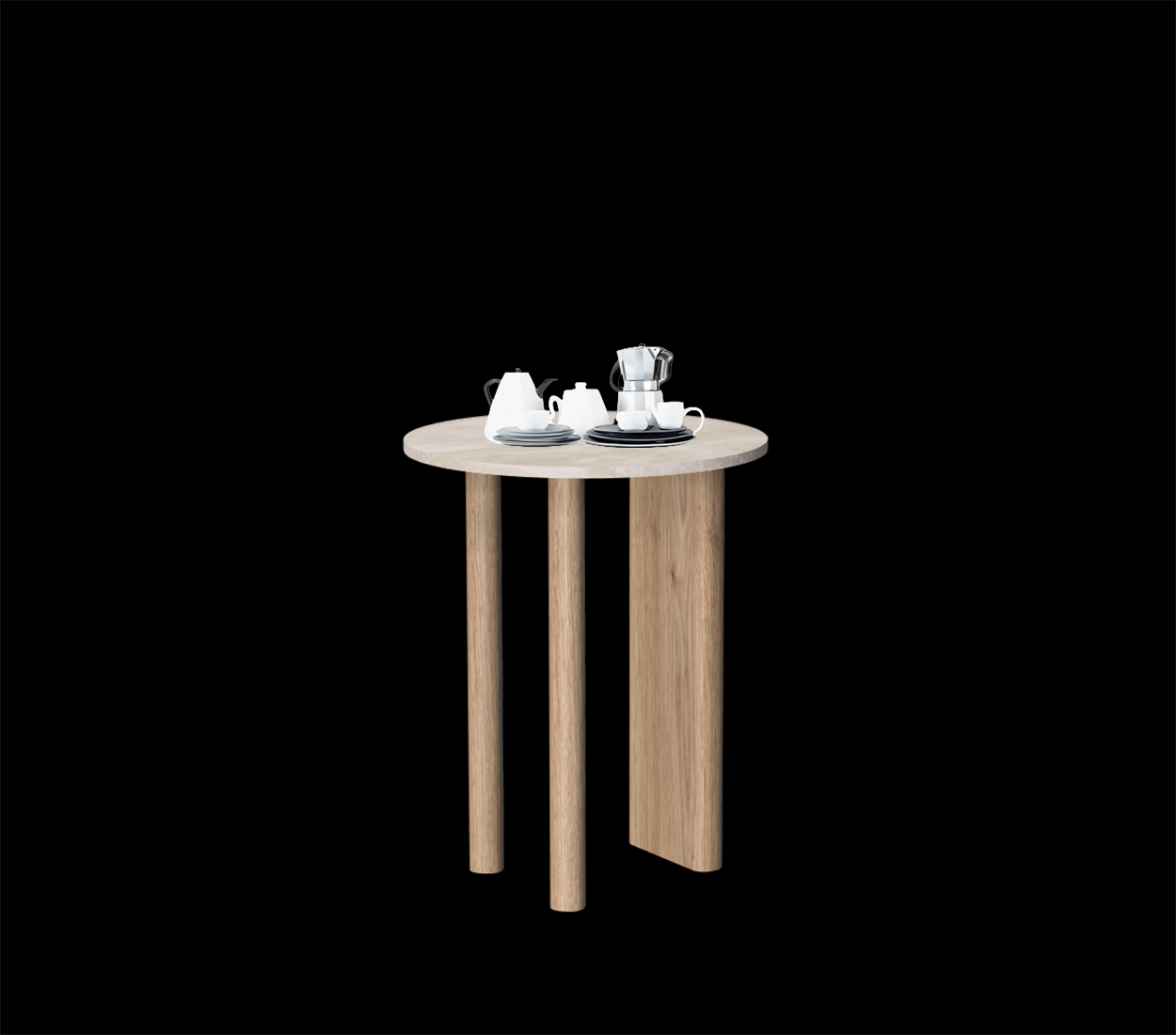 Gouda table ronde avec pieds asymétriques