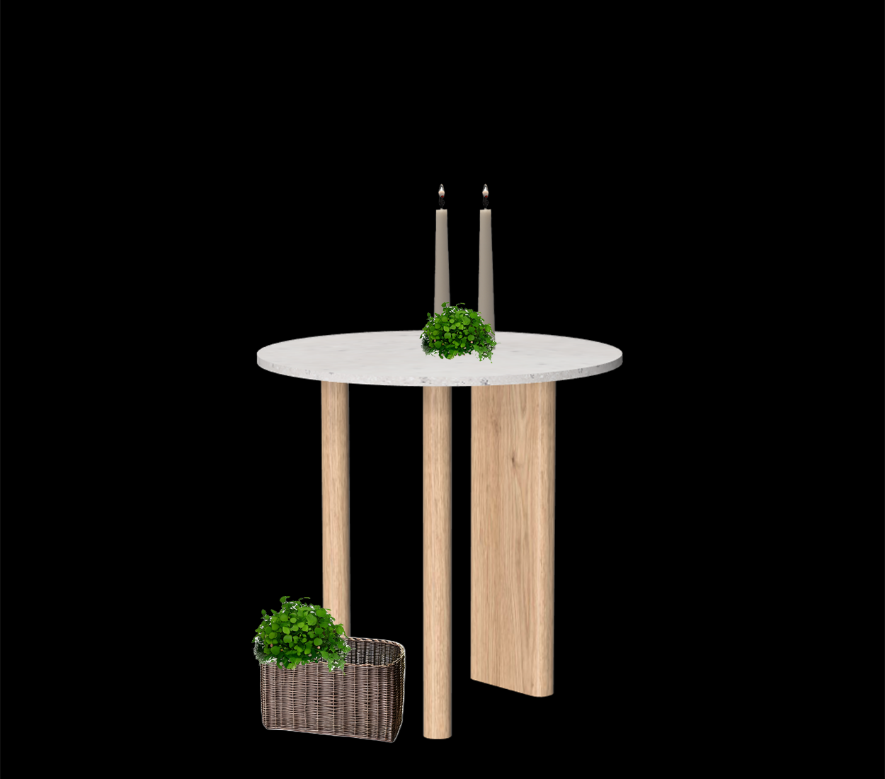 Gouda table ronde avec pieds asymétriques